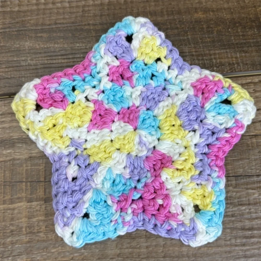 Pastel Star Cup Mug‎ Coasters Set of 4 Handcrafted Crochet by Seller Cotton